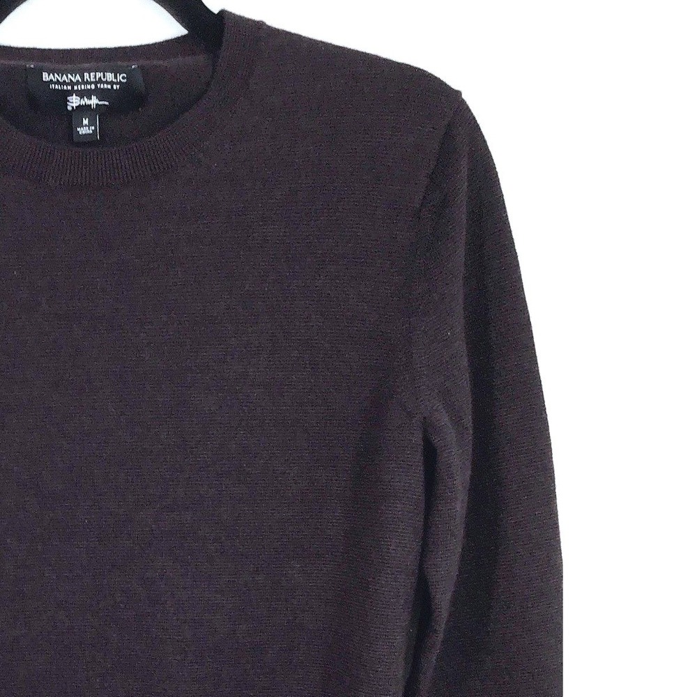 Banana Republic‎ Extra Fine Merino Wool Crewneck Sweater Size M Brown/Burgundy